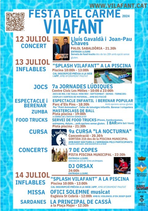 12072024 pub cartell festa carme juliol 2024 (Copiar).jpg cartell de la Festa del Carme de Vilafant 2022, amb les activitats de divendres 15, dissabte 16 i diumenge 17 de juliol