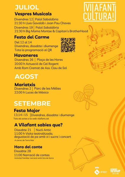 A punt la programació cultural del 3r trimestre de Vilafant