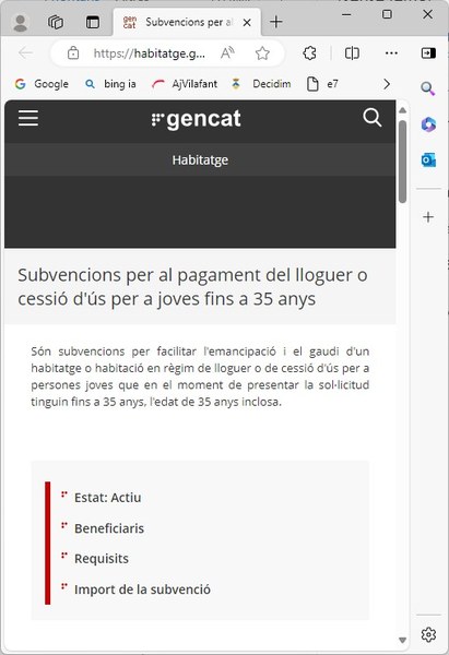 Ajuts al lloguer per a joves (fins a 35 anys el 26 d'abril del 2024) 2024
