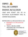 Atenció Carrer Mas Bonet es talla la circulació viària de 9h a 13h dimarts 1 de desembre 2020
