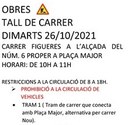 Atenció Carrer Figueres: es talla la circulació viària de 10 h a 11 h dimarts 26 d'octubre del 2021