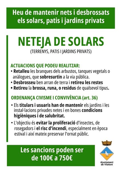 Manteniu nets i desbrossats els solars 2024