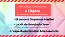 Festa Major 2021: Per previsió de mal temps, els actes de l'Aparcament de l'Església es traslladen a l'Àgora