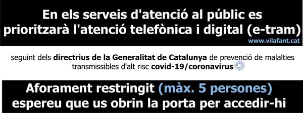 L'Atenció al públic prioritzada per telèfon i digitalment