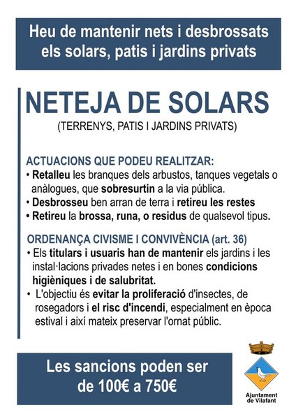 Manteniu nets i desbrossats els solars 2022