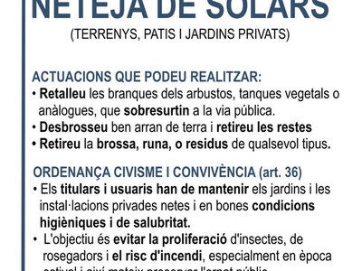 Manteniu nets i desbrossats els solars 2022