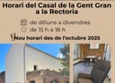 Nou horari del Casal de la gent gran - Rectoria