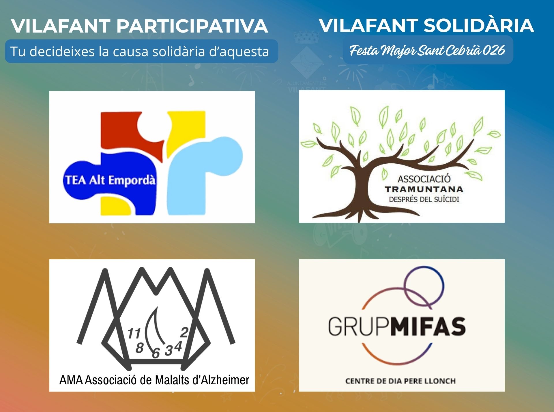 Portada participació tria l'entitat beneficiària de la solidaritat de la Festa Major - Consulta agost 2026